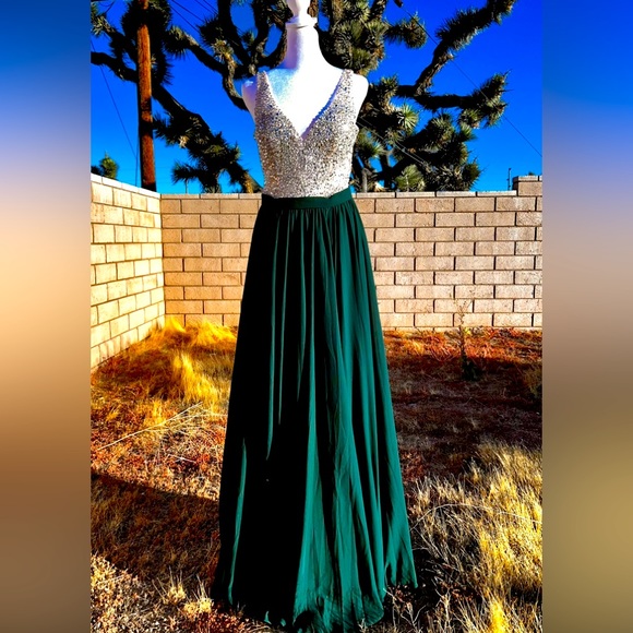 ROSEMORE Couture Prom Sheer Illusion Gown Flowing Long Draping Skirt! M - Picture 2 of 10